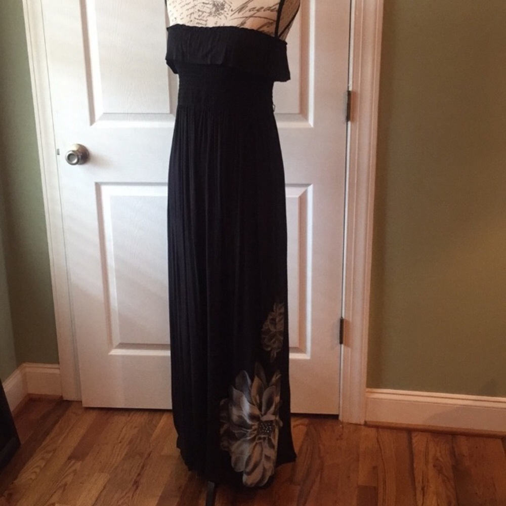 Black Strapless Maxi Dress